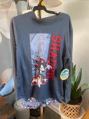 Shadow the Hedgehog Kids Long Sleeve Pajama Top - Grey size 10/12